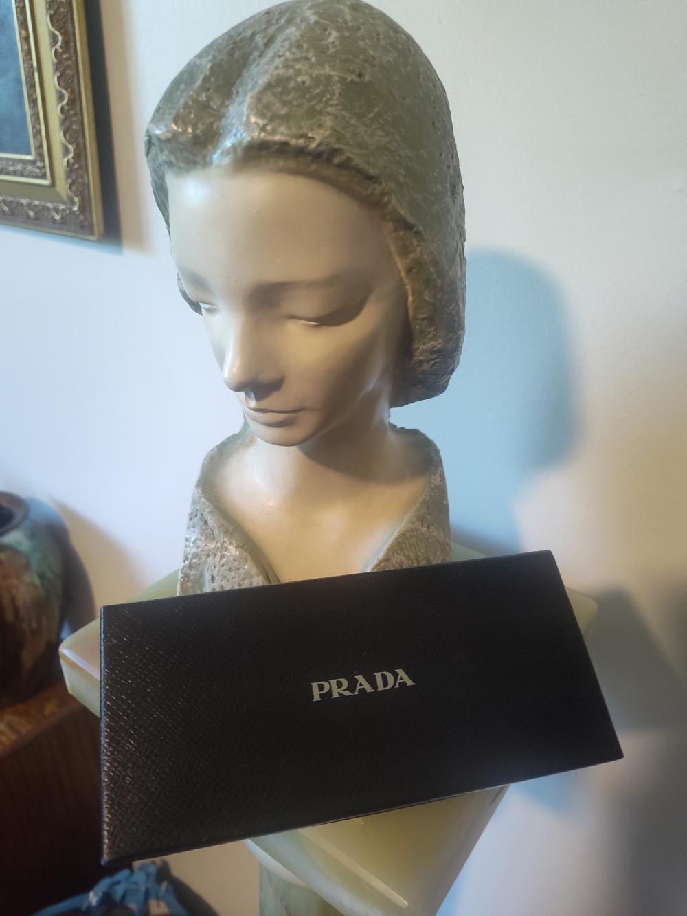 Prada Black Textured Saffiano Eyewear Case with Silver Logo